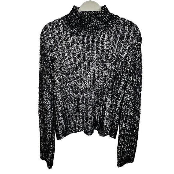 Steve Madden Kirsten Sweater Black Multi Turtleneck Style Knit Womens Size L NWT - Picture 2 of 7